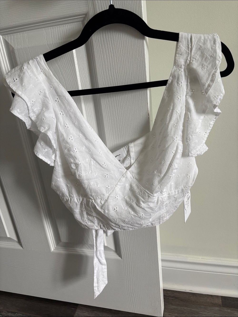White Eyelet Ruffle Tie Back & Skirt Matching Set